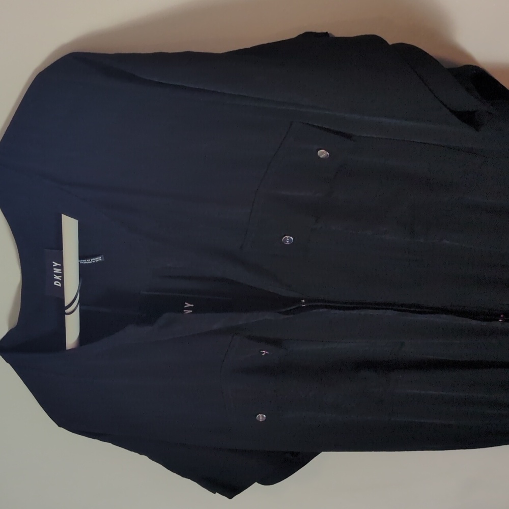 DKNY Black V-Neck Button Down Short Sleeve Rolled Ankle Hem Jumpsuit Women's XL - Picture 4 of 16